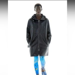 Loewe Hooded Coat in Nappa Lambskin Leather